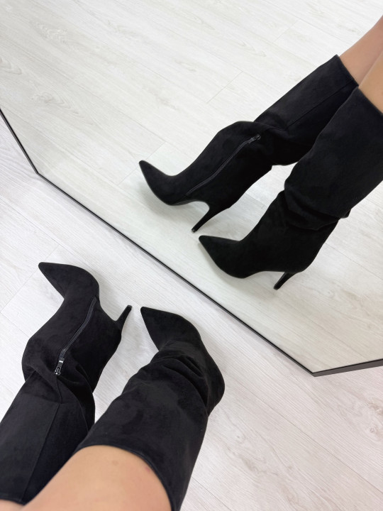 BOTAS TACÓN ANTE NEGRAS BOTAS TACÓN ANTE NEGRAS