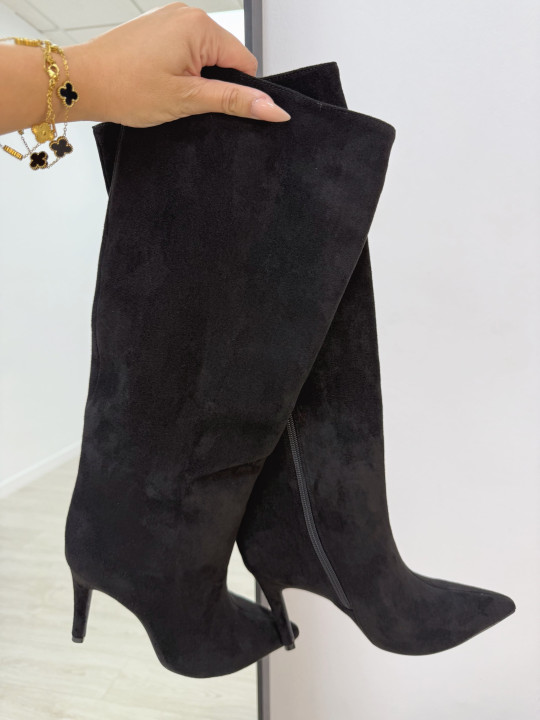 BOTAS TACÓN ANTE NEGRAS BOTAS TACÓN ANTE NEGRAS
