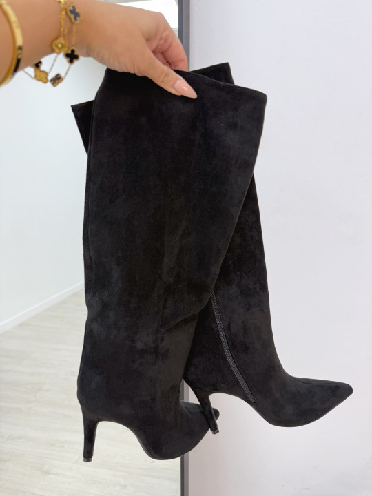 BOTAS TACÓN ANTE NEGRAS BOTAS TACÓN ANTE NEGRAS