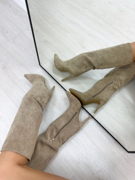 BOTAS TACÓN ANTE BEIGE