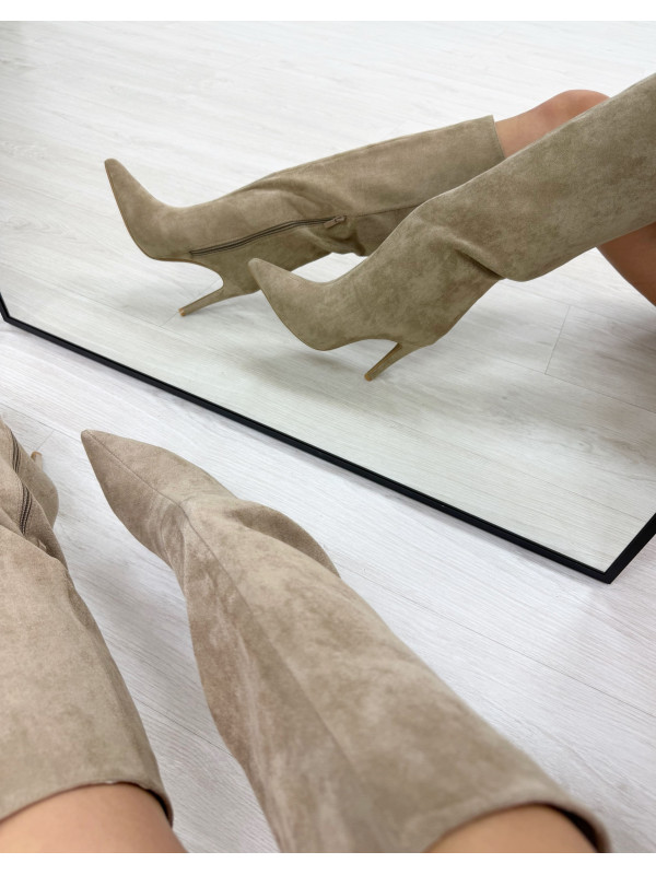 BOTAS TACÓN ANTE BEIGE