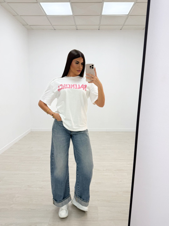 CAMISETA BALENCIA BLANCA-ROSA CAMISETA BALENCIA BLANCA-ROSA
