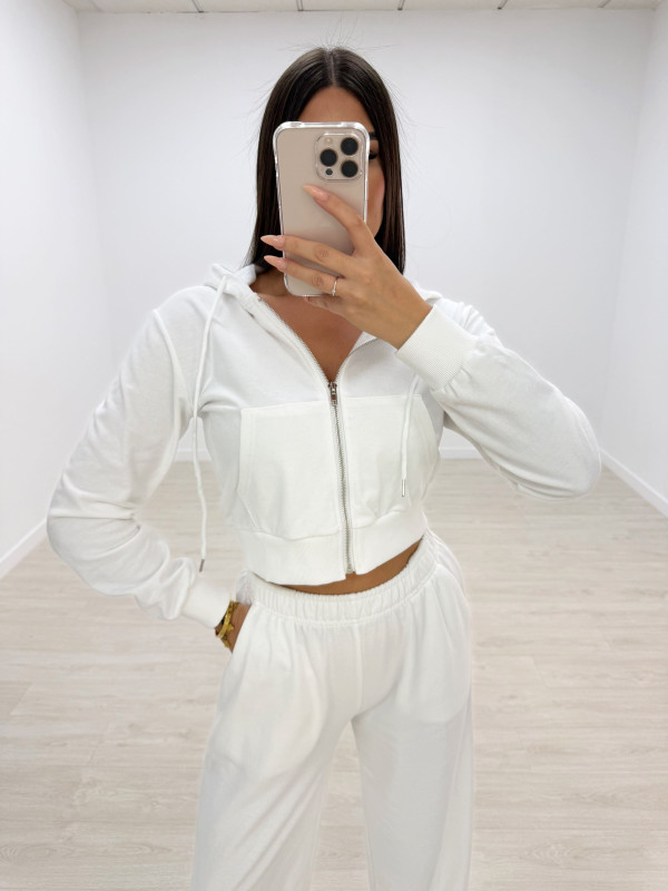 SUDADERA CROP BLANCA
