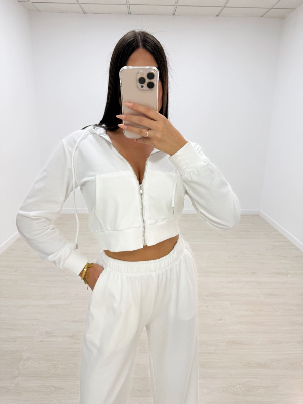 SUDADERA CROP BLANCA