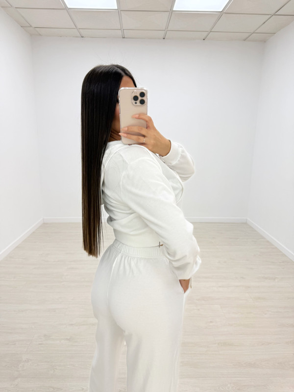 SUDADERA CROP BLANCA