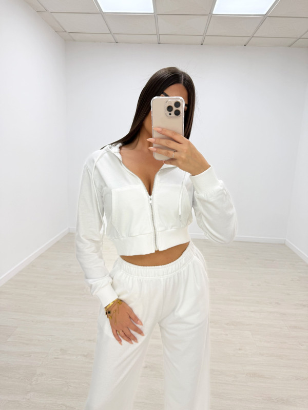 SUDADERA CROP BLANCA