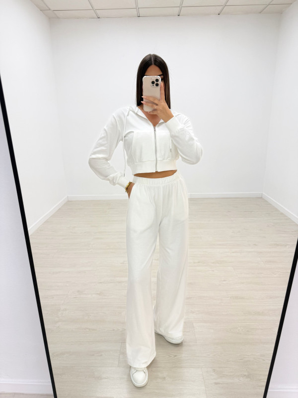 SUDADERA CROP BLANCA