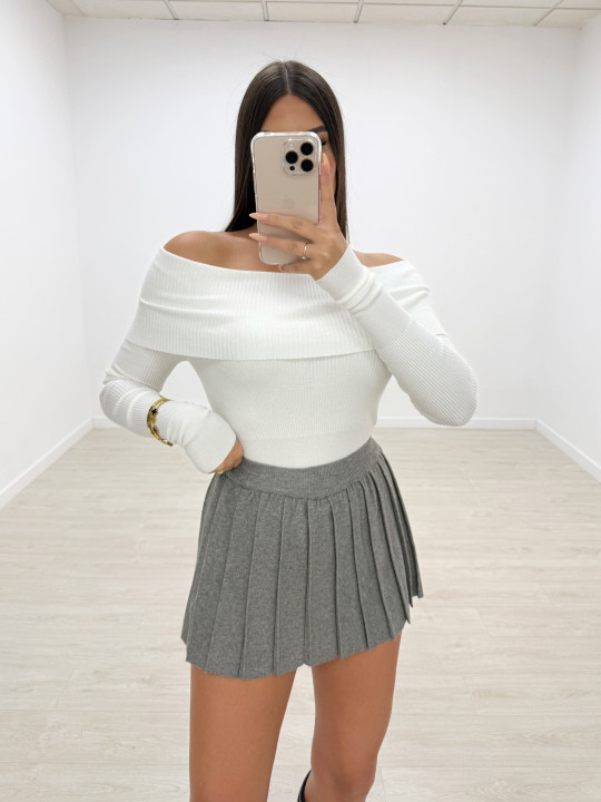 FALDA TABLAS PUNTO GRIS FALDA TABLAS PUNTO GRIS