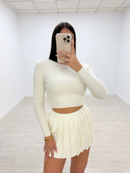 FALDA TABLAS PUNTO CREMA FALDA TABLAS PUNTO CREMA