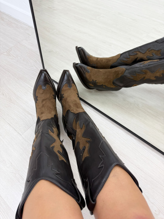 BOTAS COWBOY COMBINADAS MARRÓN