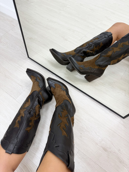 BOTAS COWBOY COMBINADAS MARRÓN BOTAS COWBOY COMBINADAS MARRÓN