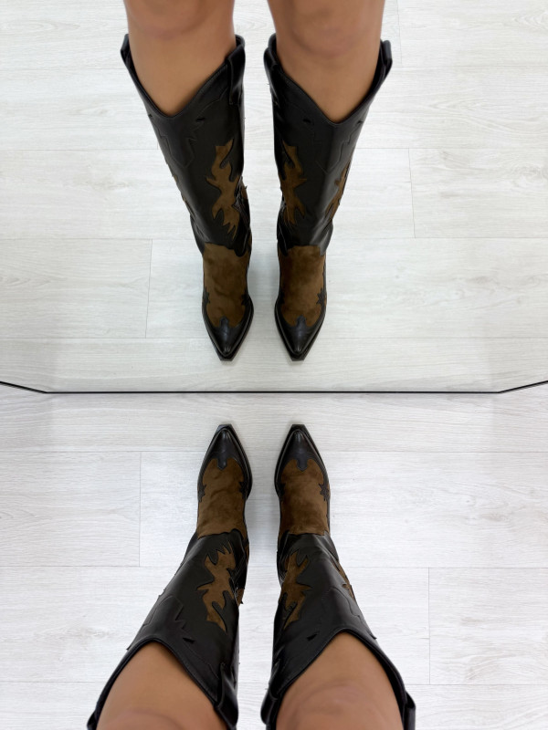 BOTAS COWBOY COMBINADAS MARRÓN