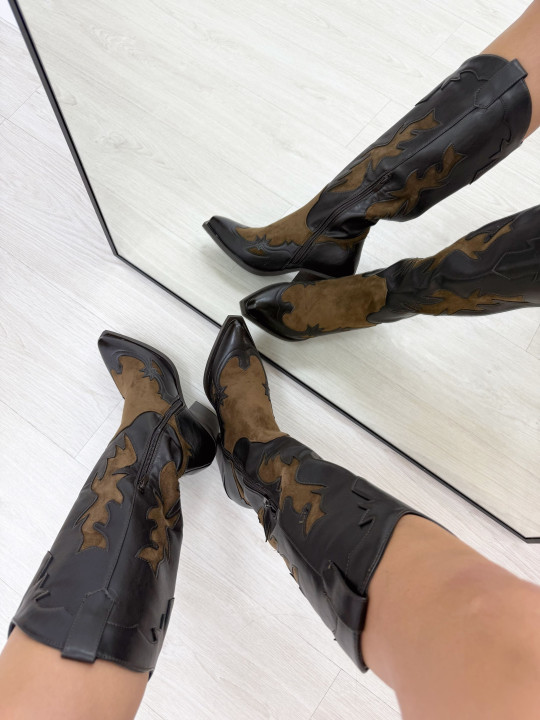 BOTAS COWBOY COMBINADAS MARRÓN BOTAS COWBOY COMBINADAS MARRÓN