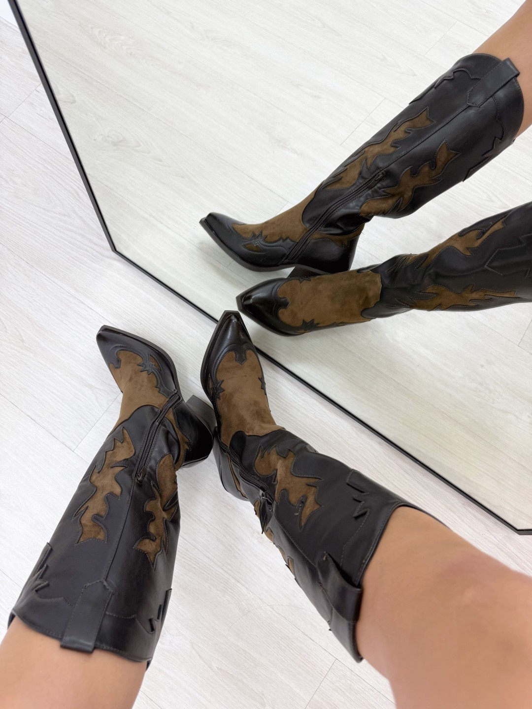BOTAS COWBOY COMBINADAS MARRÓN