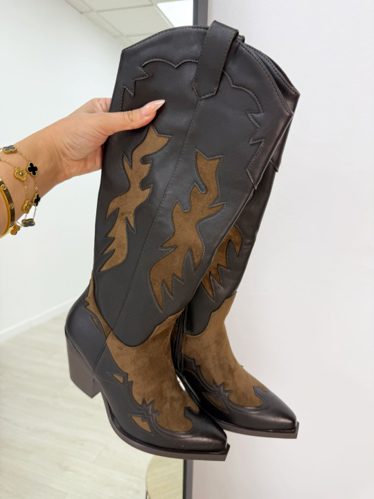 BOTAS COWBOY COMBINADAS MARRÓN BOTAS COWBOY COMBINADAS MARRÓN