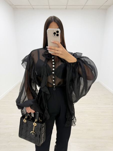 CAMISA ABULLONADA JOYA NEGRA