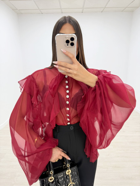 CAMISA ABULLONADA JOYA BURDEOS