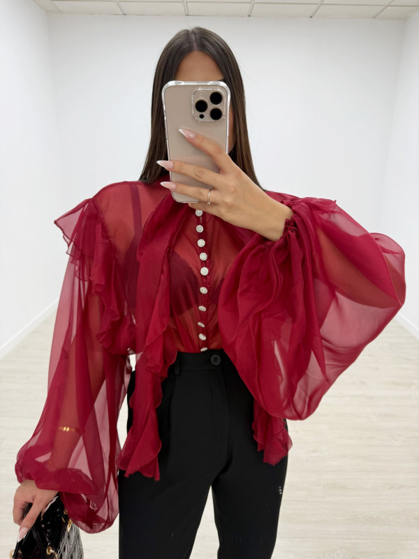 CAMISA ABULLONADA JOYA BURDEOS