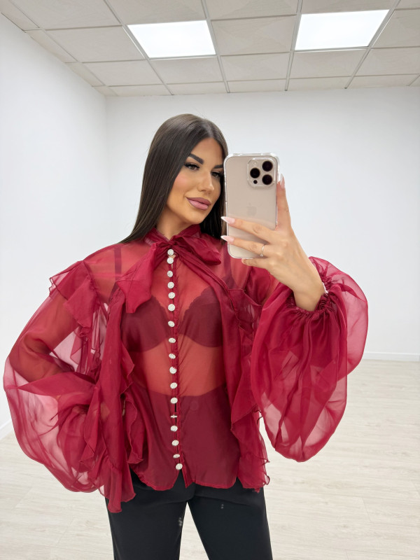 CAMISA ABULLONADA JOYA BURDEOS