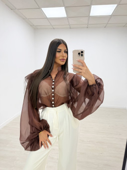 CAMISA ABULLONADA JOYA MARRÓN