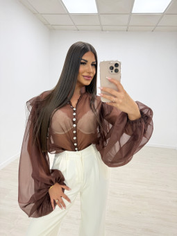 CAMISA ABULLONADA JOYA MARRÓN