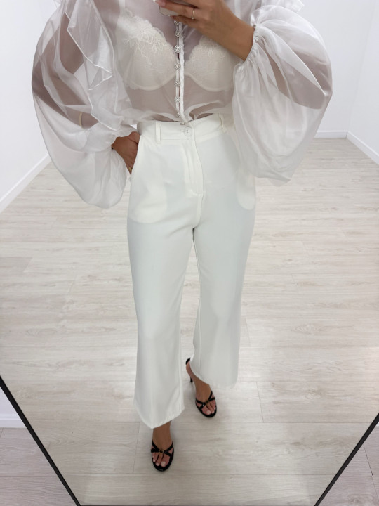 PANTALÓN EXCLUSIVO DE VESTIR BLANCO ROTO