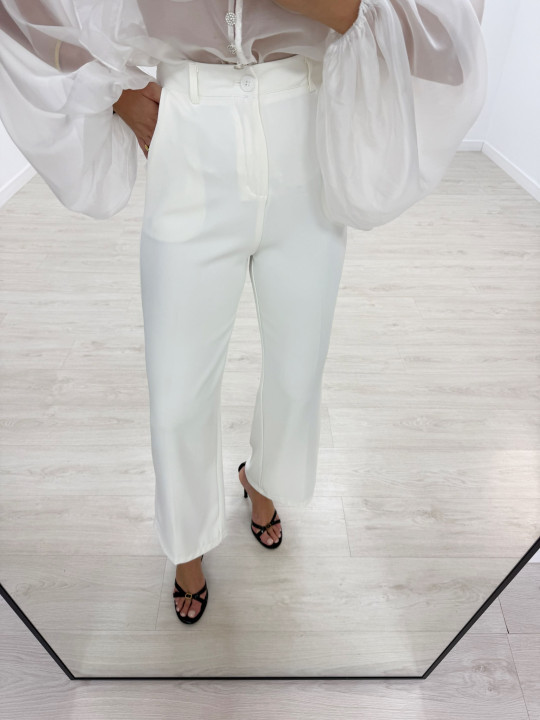 PANTALÓN EXCLUSIVO DE VESTIR BLANCO ROTO