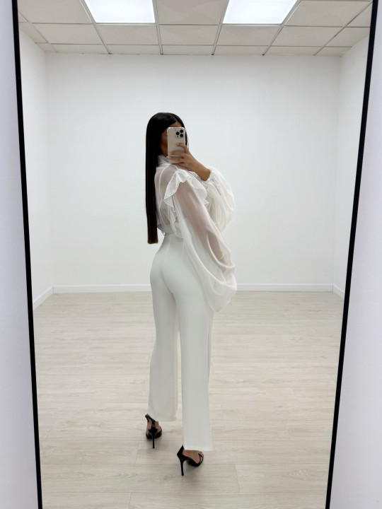 PANTALÓN EXCLUSIVO DE VESTIR BLANCO ROTO