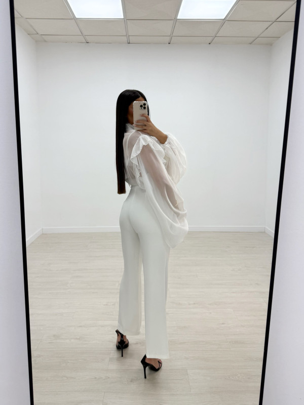 PANTALÓN EXCLUSIVO DE VESTIR BLANCO ROTO