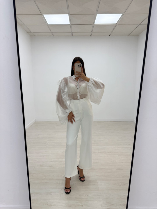 PANTALÓN EXCLUSIVO DE VESTIR BLANCO ROTO