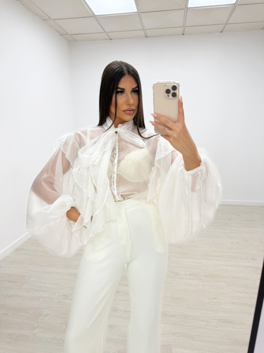 PANTALÓN EXCLUSIVO DE VESTIR BLANCO ROTO