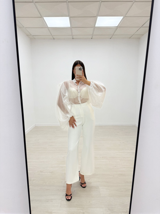 PANTALÓN EXCLUSIVO DE VESTIR BLANCO ROTO