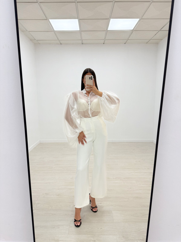 PANTALÓN EXCLUSIVO DE VESTIR BLANCO ROTO