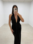 VESTIDO HALTER ENCAJE LARGO NEGRO VESTIDO HALTER ENCAJE LARGO NEGRO