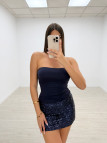 VESTIDO FALDA LENTEJUELA AZUL MARINO