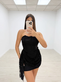 VESTIDO CORSÉ ENCAJE NEGRO