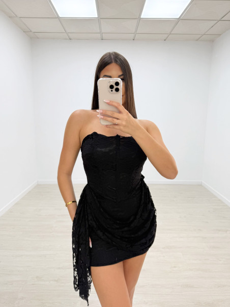 VESTIDO CORSÉ ENCAJE NEGRO