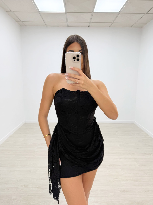 VESTIDO CORSÉ ENCAJE NEGRO