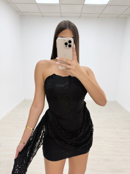 VESTIDO CORSÉ ENCAJE NEGRO