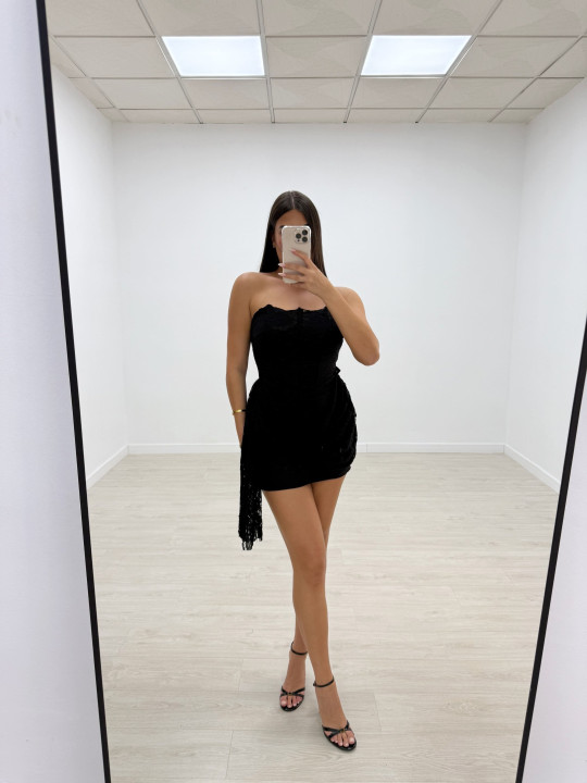 VESTIDO CORSÉ ENCAJE NEGRO