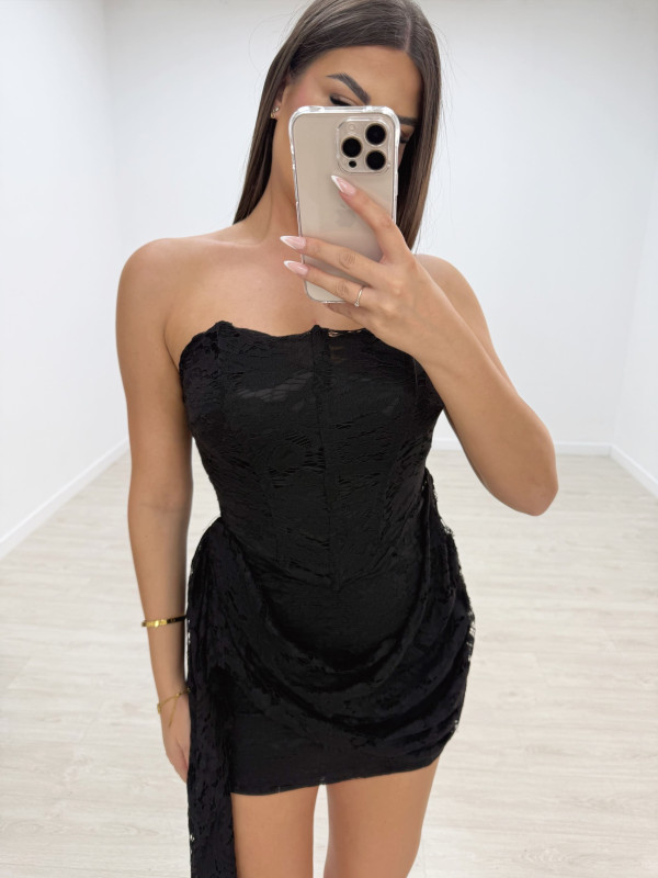 VESTIDO CORSÉ ENCAJE NEGRO