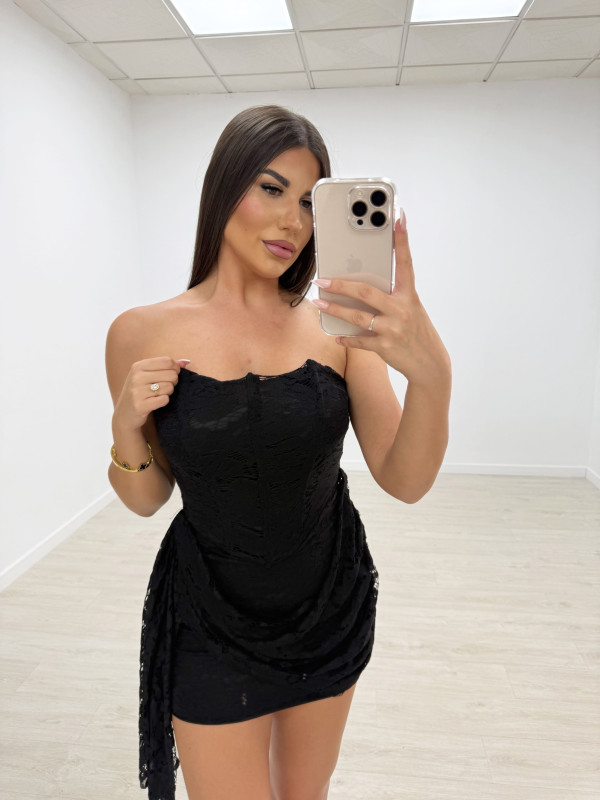 VESTIDO CORSÉ ENCAJE NEGRO