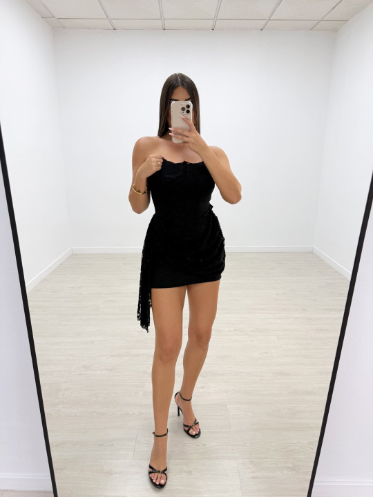 VESTIDO CORSÉ ENCAJE NEGRO