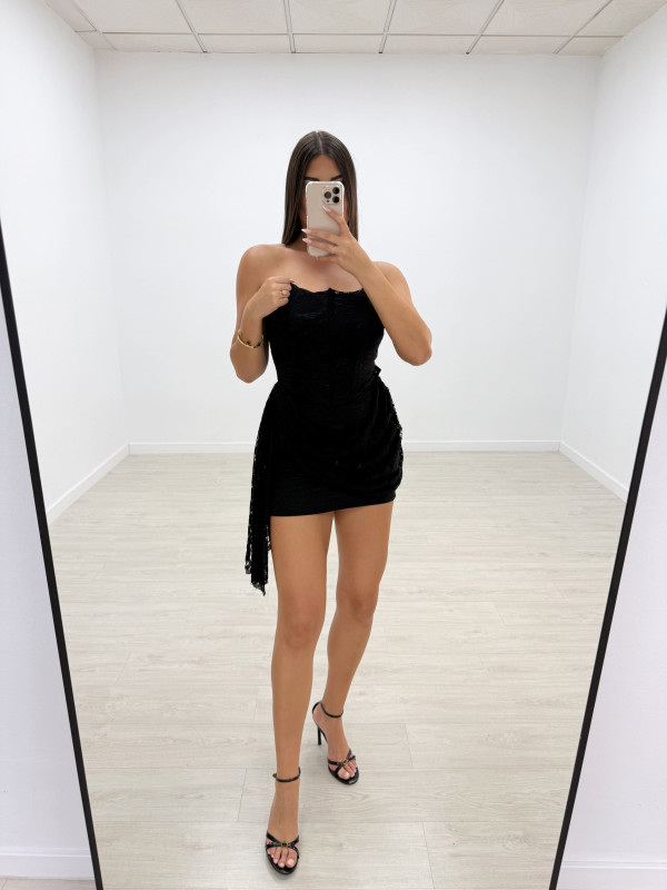 VESTIDO CORSÉ ENCAJE NEGRO