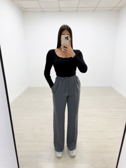 PANTALÓN CHÁNDAL WIDE LEG GRIS OSCURO