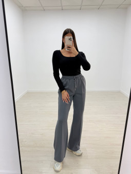 PANTALÓN CHÁNDAL WIDE LEG GRIS OSCURO
