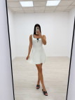 VESTIDO MINI PUNTO LAZO BLANCO