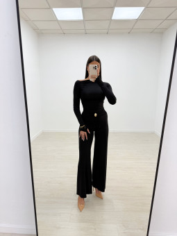 PANTALÓN LICRA FLUIDO DETALLE NEGRO