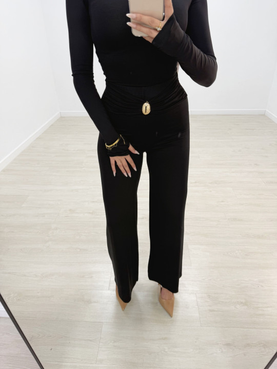 PANTALÓN LICRA FLUIDO DETALLE NEGRO