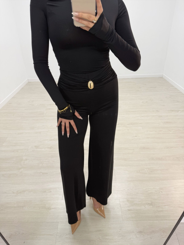 PANTALÓN LICRA FLUIDO DETALLE NEGRO